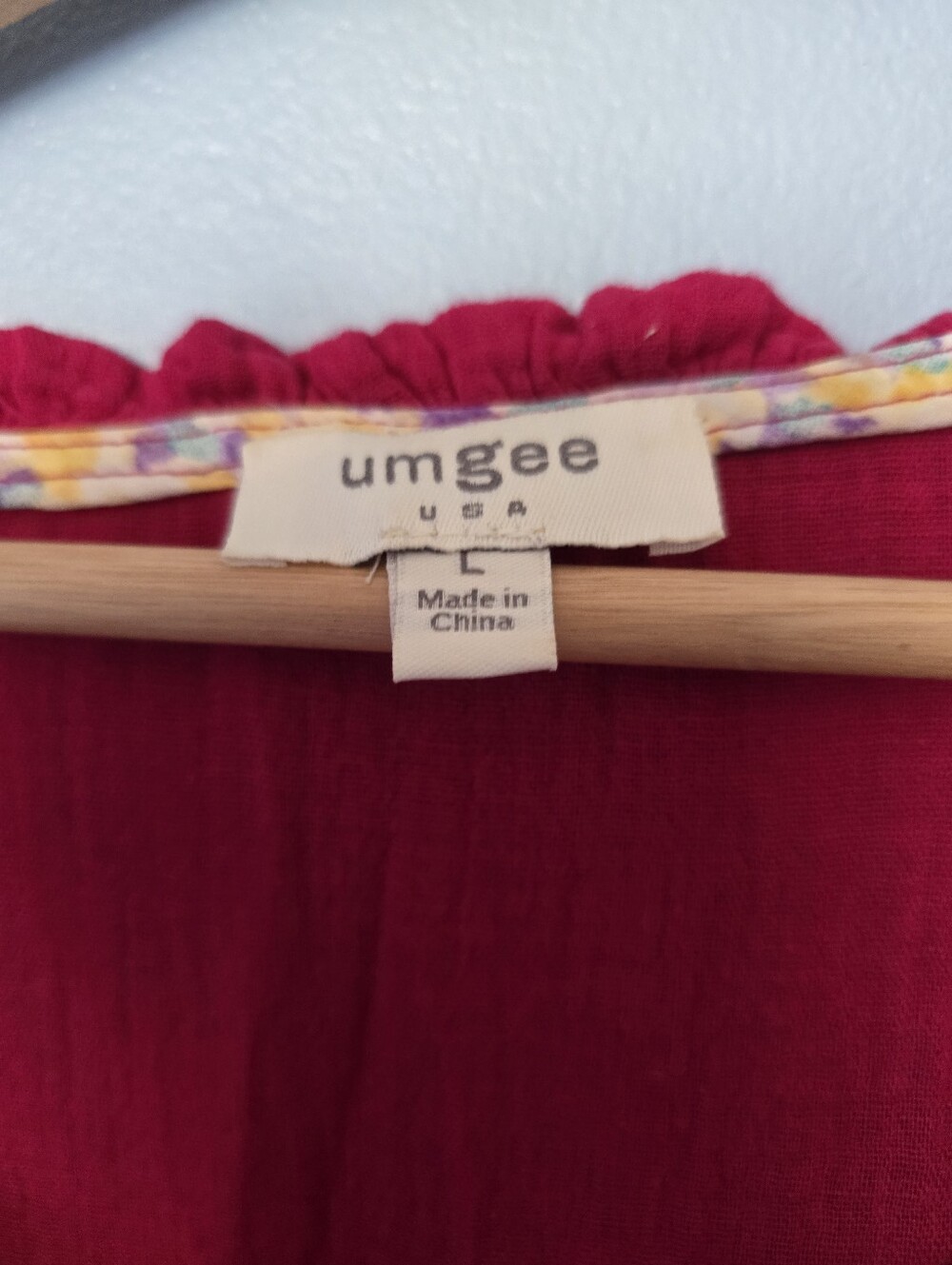 Umgee Cotton Gauze Floral Embroidery BabyDoll Top L - Picture 6 of 8